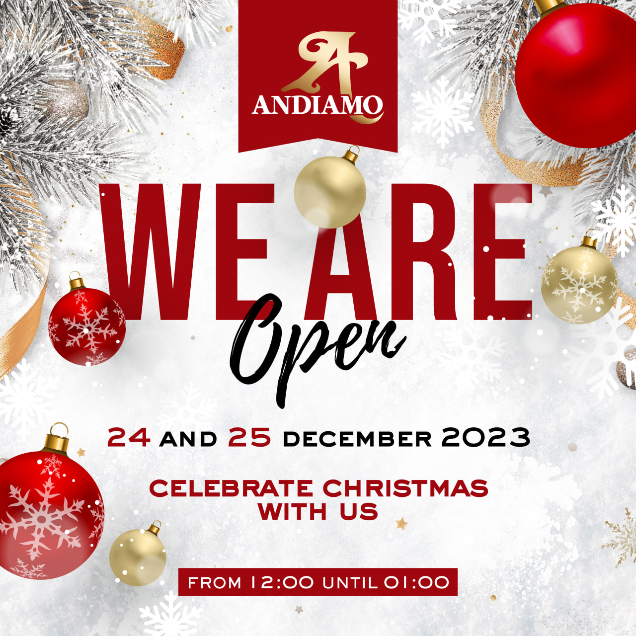 Christmas in ANDIAMO, 24 and 25 december 2023