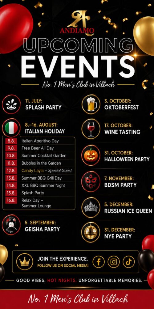 Calendario Eventi Andiamo Club Villach 2026 | Party, Serate & Show