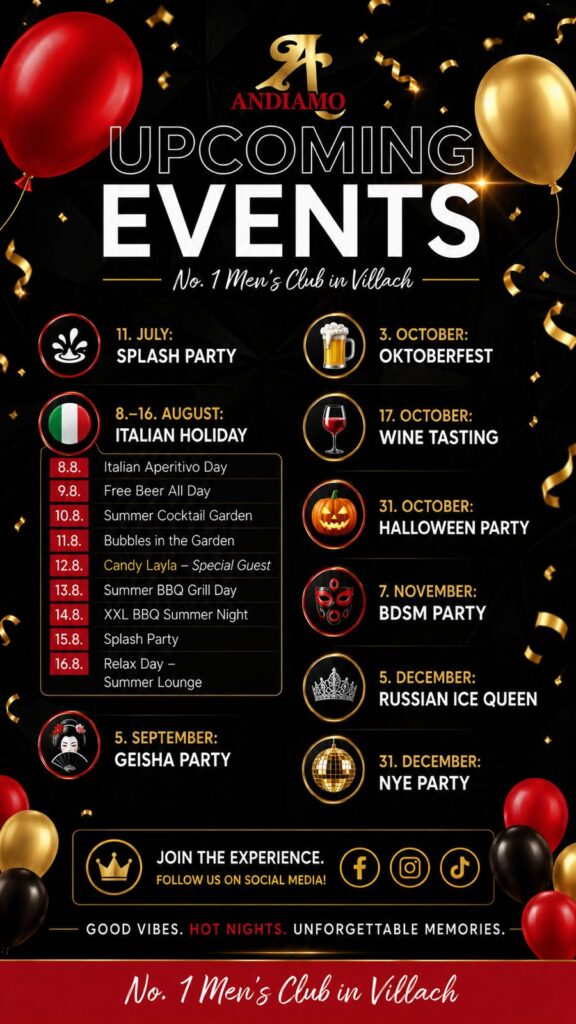 Calendario Eventi Andiamo Club Villach 2026 | Party, Serate & Show