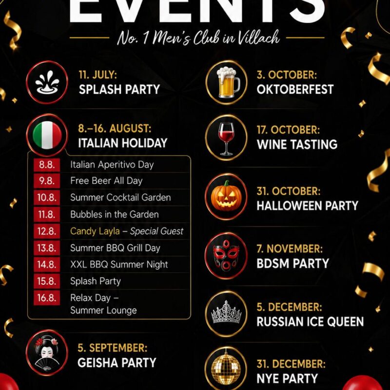 Calendario Eventi Andiamo Club Villach 2026 | Party, Serate & Show